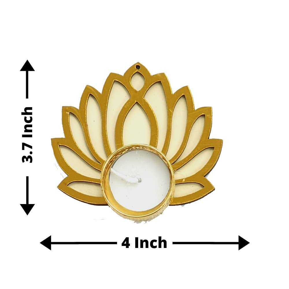 GIFT JAIPUR Handmade 7 Pc Pink & Cream Lotus Flower Diya Rangoli Candles with Wax for Diwali Ganesh Chaturthi Laxmi Pooja Home T